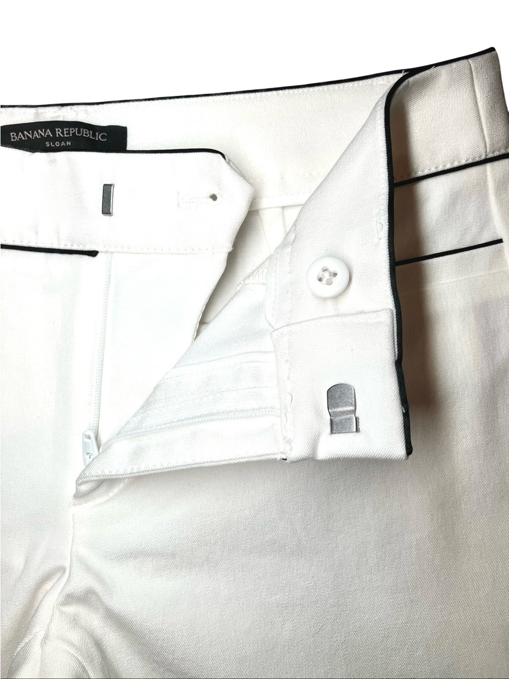 Banana Republic Sloan Pants in White/Black Womens 0P - Picture 3 of 9